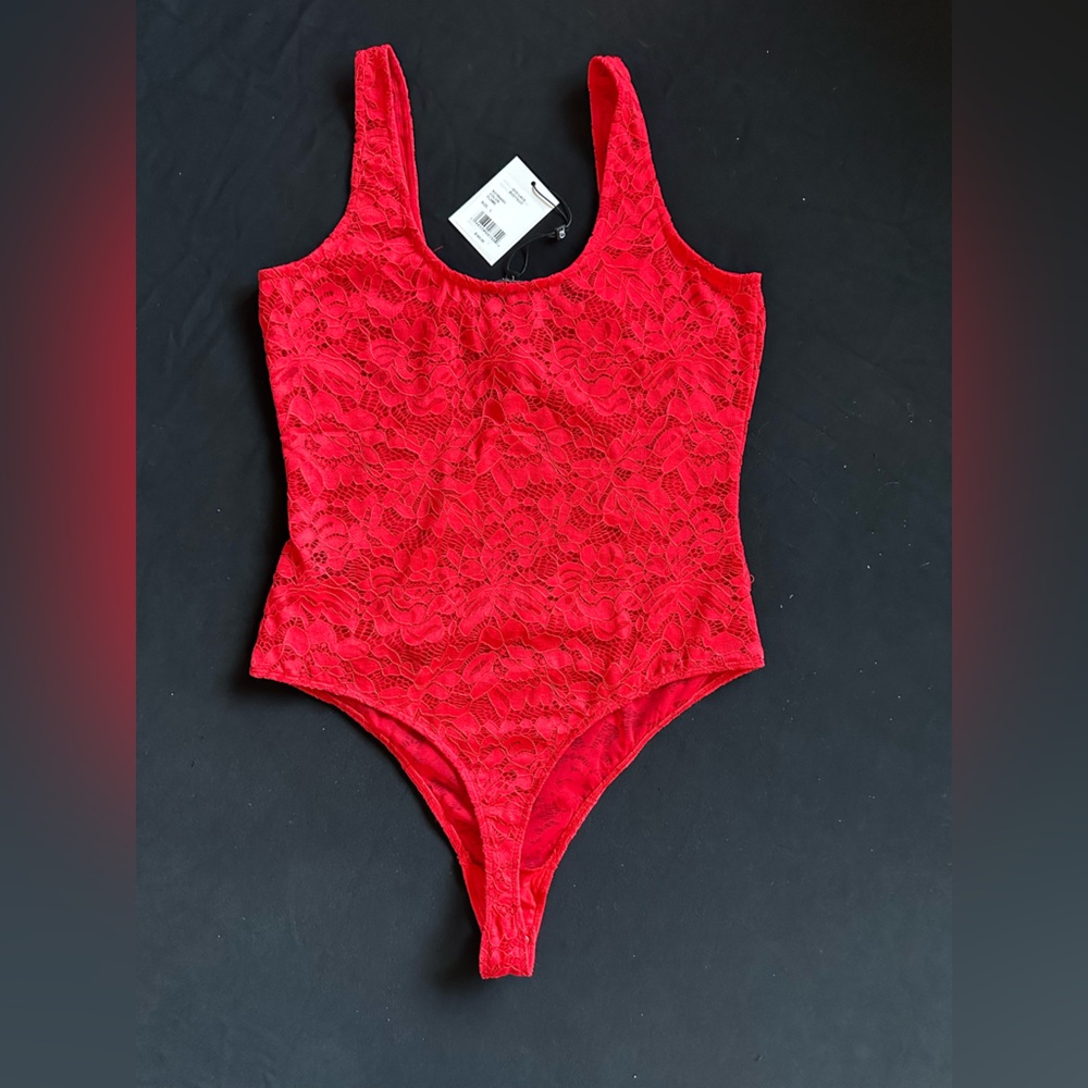 Generation Love Gigi Red Lace Scoop-Neck bodysuit Large Flame new - Picture 13 of 16